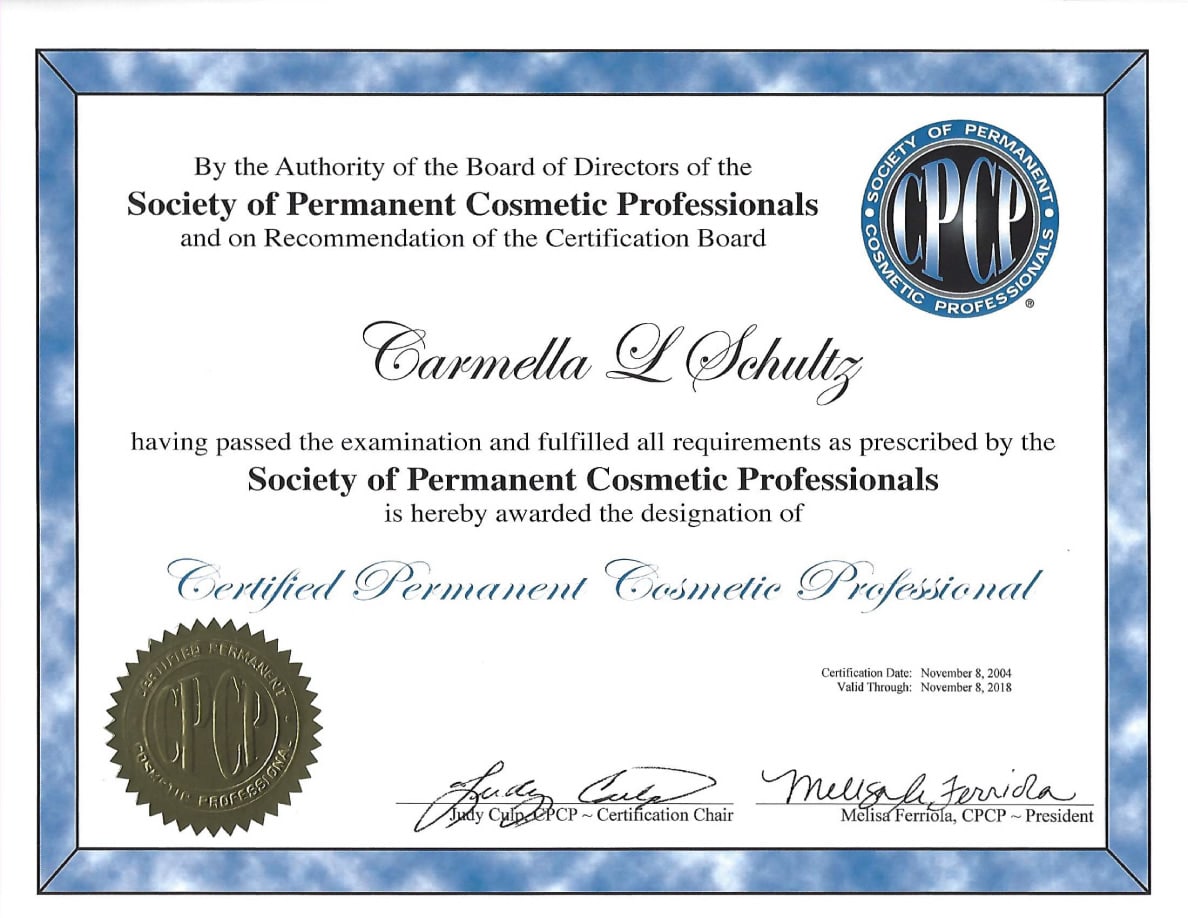 Certified Permanent Cosmetic Profesional Certified Permanent Cosmetic Profesional